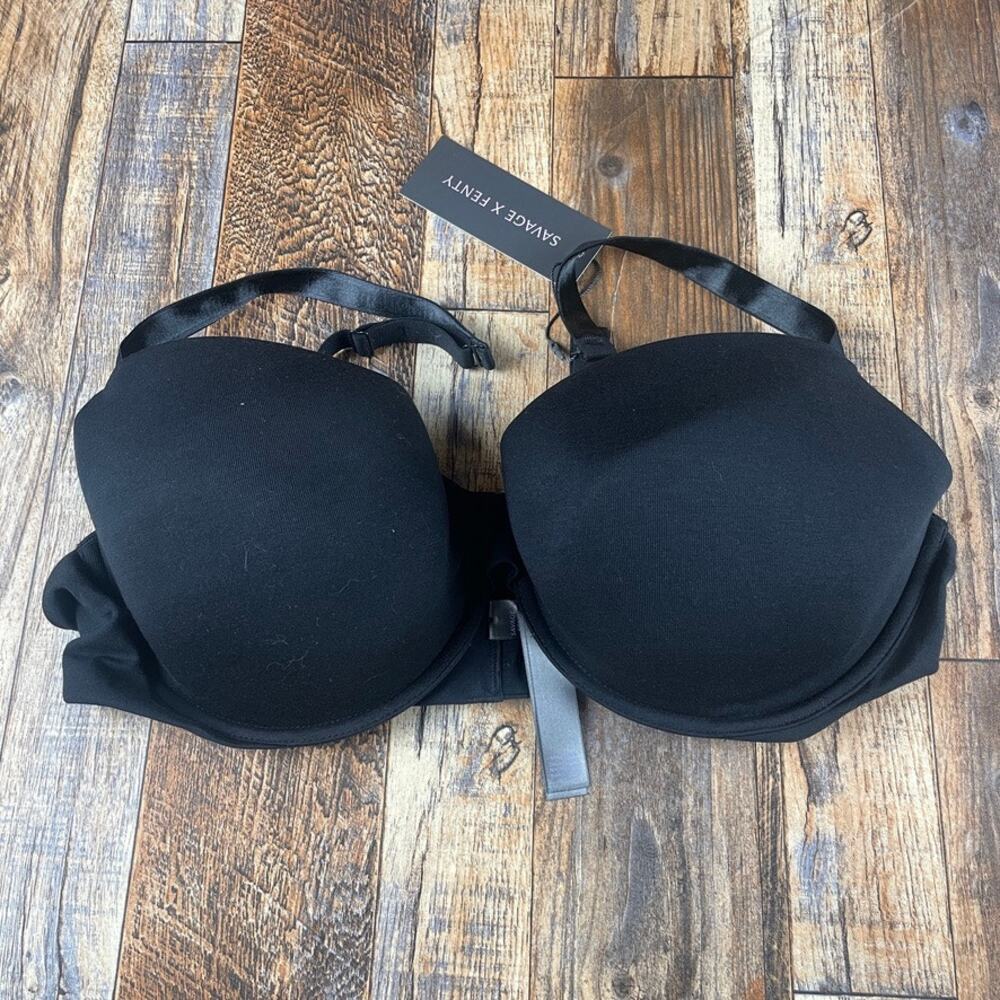 Savage X Fenty Women's US 40DDD Black Cotton Elastane Essentials Demi Padded Bra